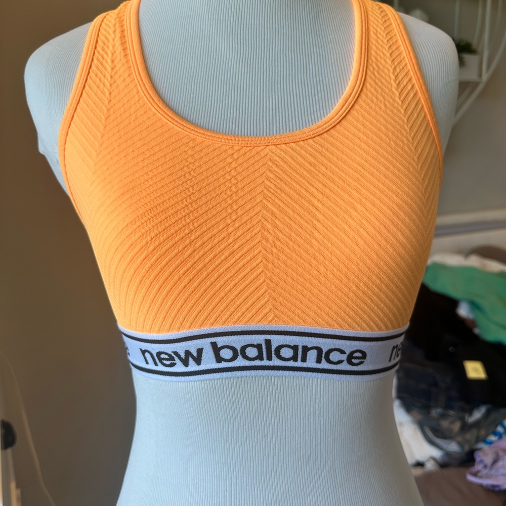 New Balance Orange Racerback Sports Bra